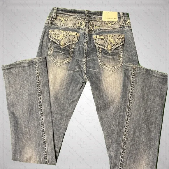 VGUC Grace In LA Boot Cut Jeans Size 31 Inseam 30.5 Rise 8 Inches - Picture 4 of 6